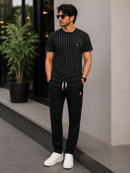 Premium Men's Track Suit –  China Shirt & Black Dry-Fit Trouser