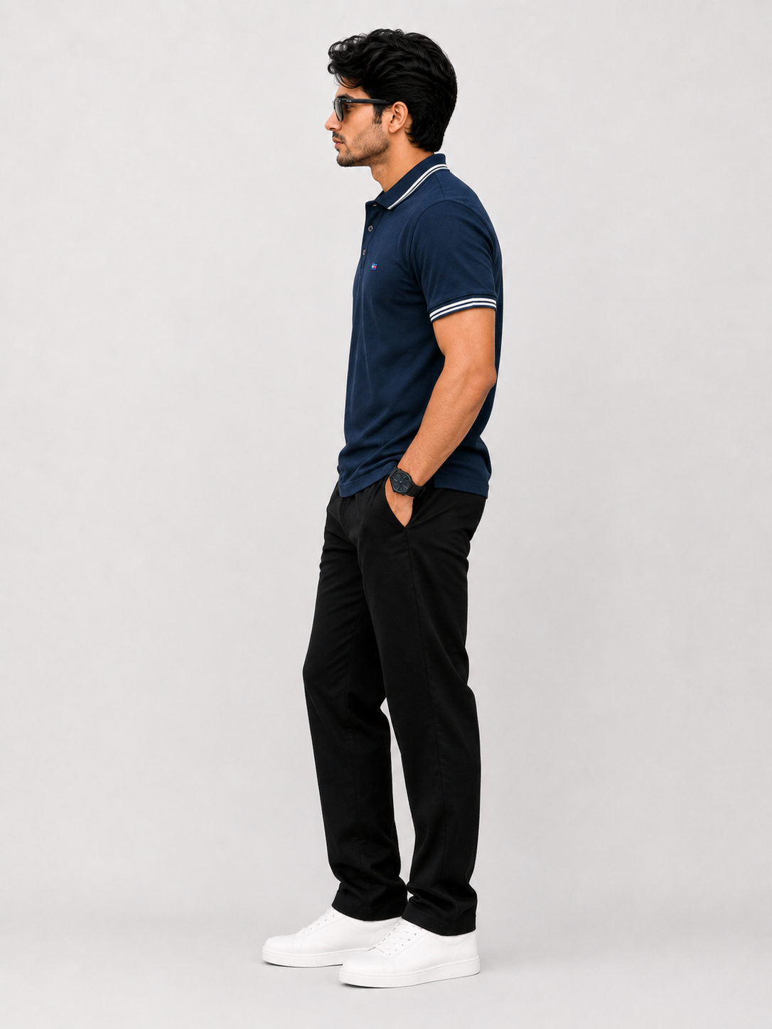 Men’s Elite Waffle Polo & Black Dry-Fit Tracksuit