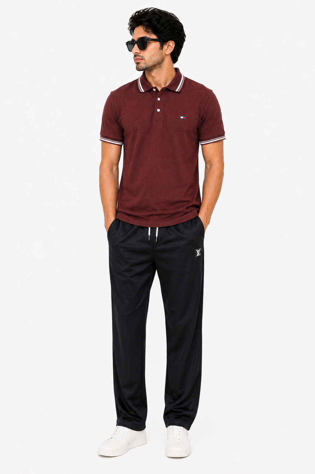 Men’s Elite Waffle Polo & Black Dry-Fit Tracksuit